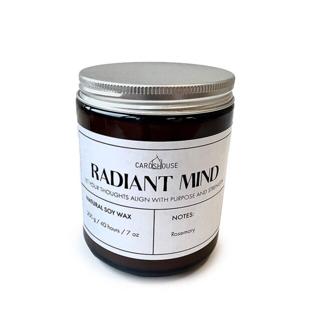 Aromatherapy Rosemary Soy Candle 40hr Amber Glass Jar Aw Gifts Vegan
