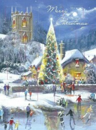 Traditional Christmas Advent Calendar Skating At The Church Glitter No
