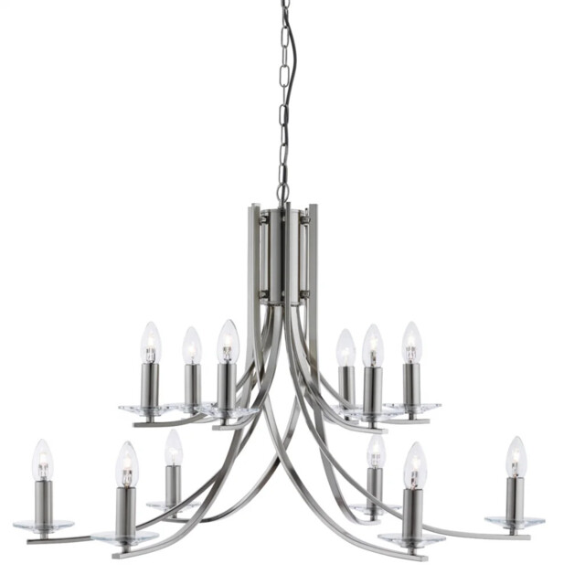 Ceiling Light Silver Ascona 12 Satin Searchlight 41612-12ss