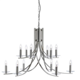Ceiling Light Silver Ascona 12 Satin Searchlight 41612-12ss