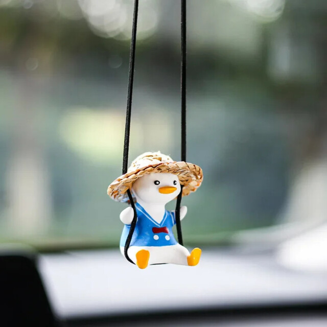 Cute Car Interior Duck Animation Decorated Plaster Car Rearview Mirror