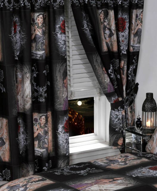 "Alchemy Story Of The Rose Gothic Black 66"" X 72"" Ready Made Unlined"
