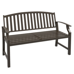 Outsunny Garden Bench With Slatted Seat And Backrest, Curved Armrest,