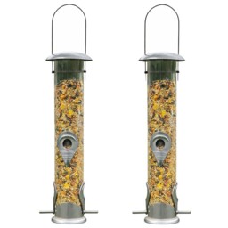 2 X Wild Bird Seed Feeder Large Easy Fill Deluxe Hanging Feeding Tube
