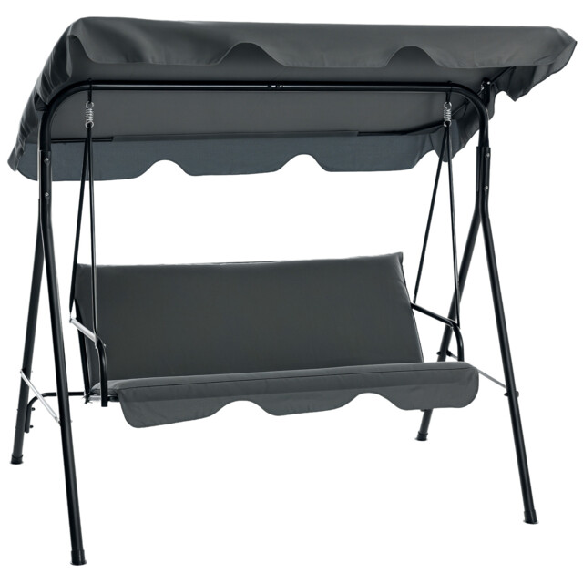Outsunny Outdoor Metal Hammock Swing Chair 3-seater Patio Bench Garden