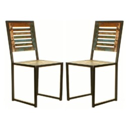 Reclaimed Dining Chairs Urban Chic Set Of 2 Rustic Wood Seating