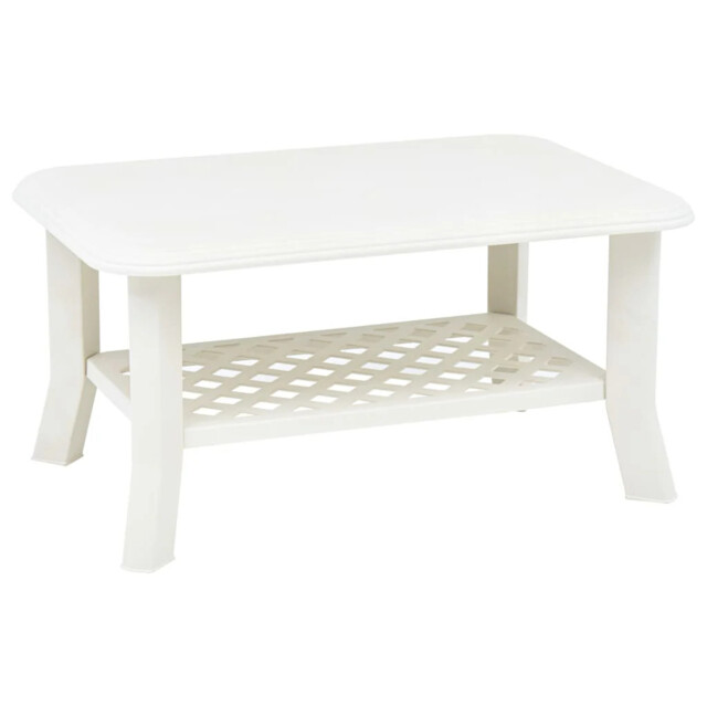 Outdoor Patio Plastic Garden Coffee Table With Storage Shelf Outside