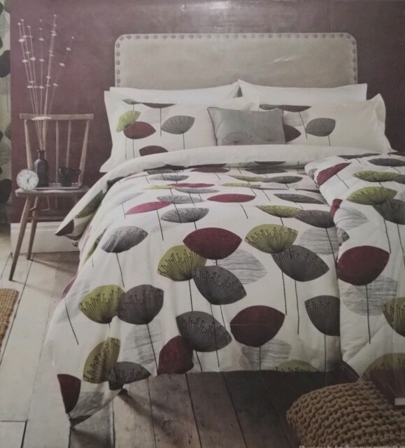 Sanderson Options Dandelion Clocks Blackcurrant Double Duvet Cover Set