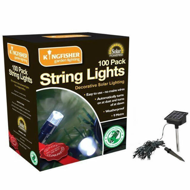 100 White String Lights 10.9m Weatherproof Garden Fairy Dusk Till Dawn