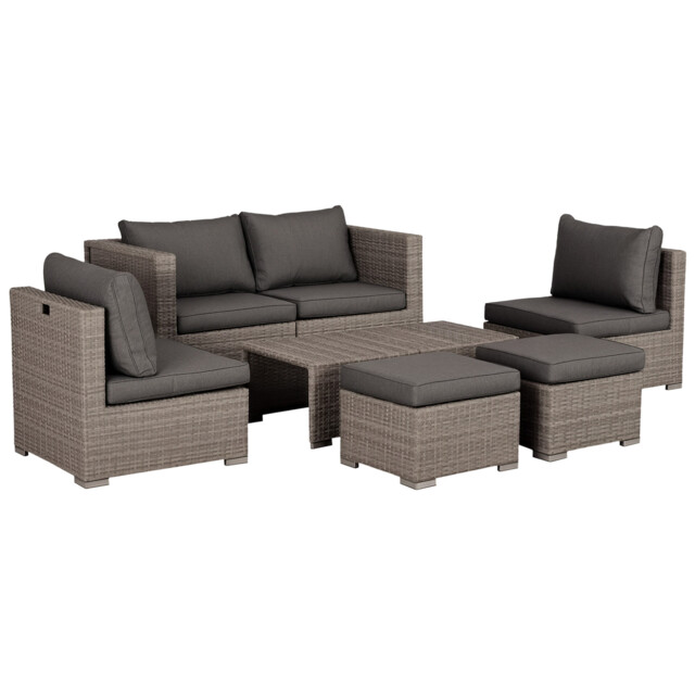 Outsunny 8pc Outdoor Patio Furniture Set Weather Wicker Rattan Sofa