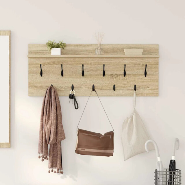 Wall-mounted Coat Rack With Shelf Sonoma Oak Engineered Wood Vidaxl