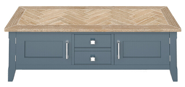 Blue & Parquet Oak Bookcase Tv Unit Sideboard Desk Tables Chairs