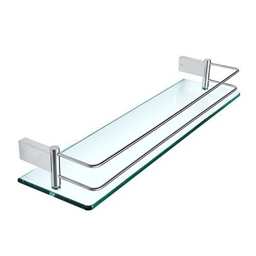 Tempered Glass Shelf Bathroom Shelf W Rail Wall Mounted (20 Inches