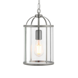 Ceiling Light Silver Lambeth Satin Nickel Clear Glass Endon 70323