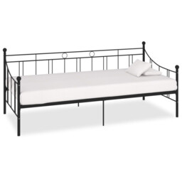 Daybed Metal Frame Black 90x200cm Guest Sofa Bed Sturdy Slatted Base