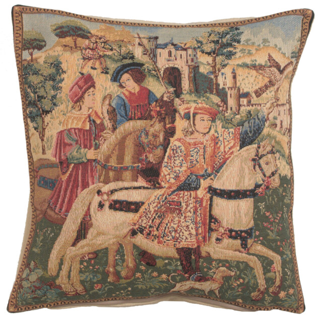Medieval Hunting Hawking Scene European Cushion Cover Home Decor