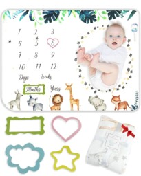 Trongle Monthly Milestone Baby Blanket, Super Soft Baby, Animal