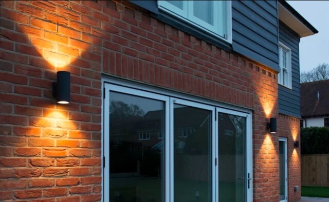 Pair Ksr Ksr13115 Luso Ii Sensor Pir Black Outdoor Up Down Wall Lights