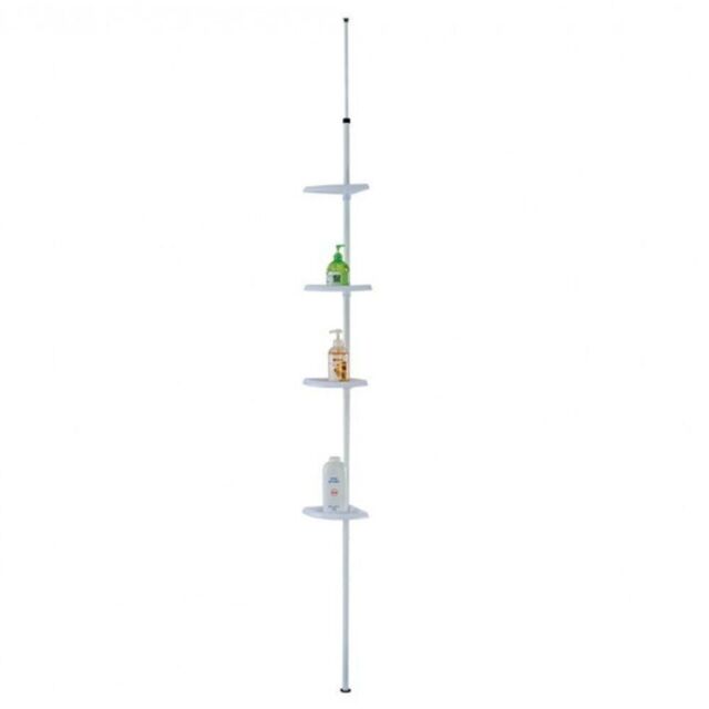 Sabichi Bathroom Shower Organiser White Adjustable Shelf Telescopic