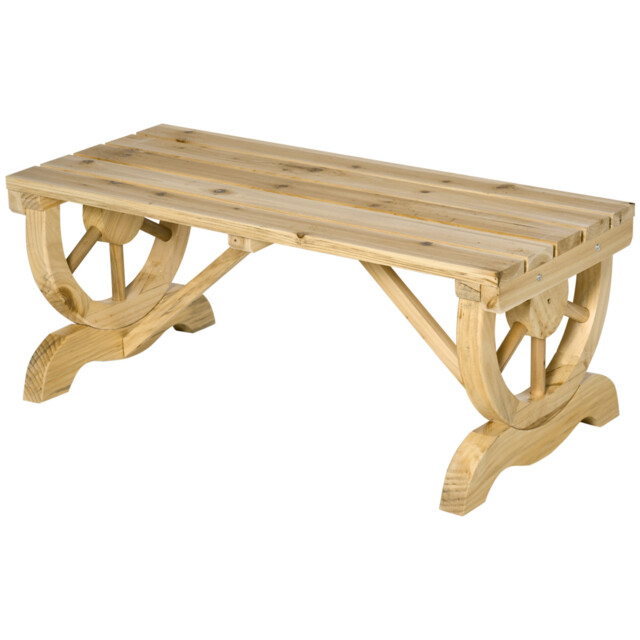 Rustic Wooden Garden Bench 2 Seater Patio Outdoor Seat Wagon Wheel