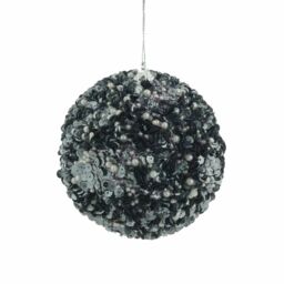 12cm Sequin Bauble - Graphite - Christmas Tree Hanging Decoration