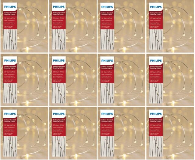 12x Philips 30ct Christmas Battery Op Led String Fairy Dewdrop Lights