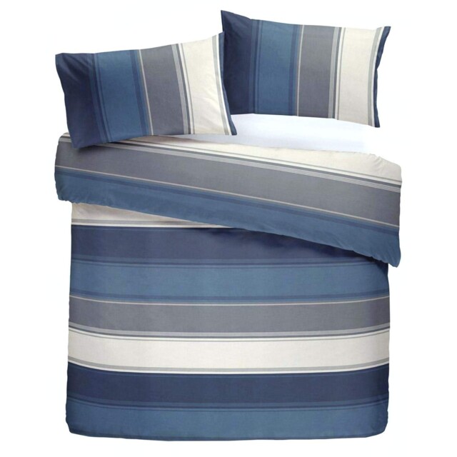 Fusion - Betley - Classic Wide Stripe Duvet Cover Set - Blue - King,