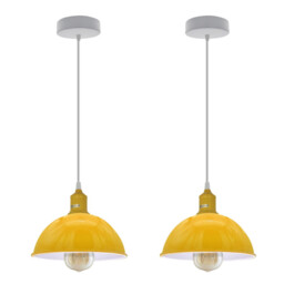 Pendant Light Yellow Metal Dome 21cm Shade 115cm Drop E27 Socket