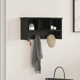 Wall-mounted Coat Rack With Shelf Black Oak 50 X 16 X 26 Cm Vidaxl