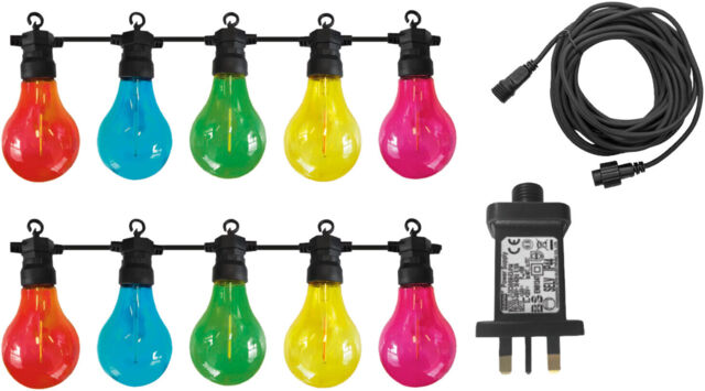 10 Pack Festoon Lights With Multi-coloured Bulbs Outdoor Party