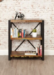Urban Chic Bookcase - Low Storage Unit Rustic Reclaimed Style Shelving