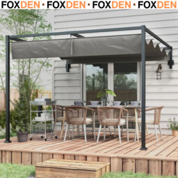 3x4m Lean To Pergola With Retractable Roof Metal Patio Canopy For Deck