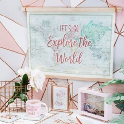 Explore The World Wall Hanging, 60x42cm Backpacking Mothers Day Gift