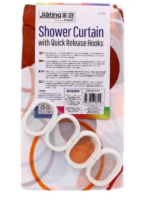 Shower Curtain Bathroom 12 Hooks Waterproof Polyester 180 X 180cm