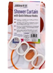 Shower Curtain Bathroom 12 Hooks Waterproof Polyester 180 X 180cm