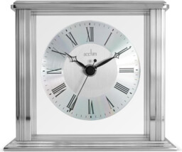 Acctim Hamilton Mantel Clock Quartz Brushed Metal & Glass Floating