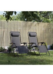 Bergama Grey Metal Gravity Chair, Pack Of 2