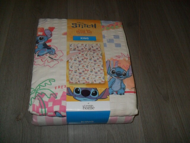 Disney Stitch Seersucker Reversible King Duvet Set -