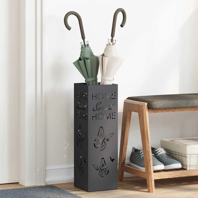 Umbrella Stand Black 15.5 X 15.5 X 49 Cm Steel Vidaxl