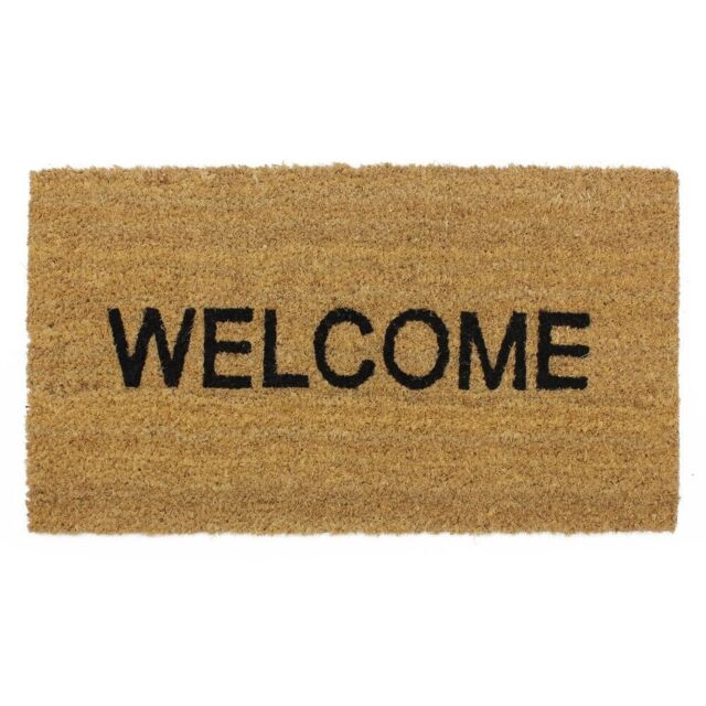 Jvl Heavy Duty Welcome Pvc Backed Coir Entrance Door Mat, 33.5 X 60 Cm