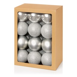 Silver Baubles Christmas Tree Decorations 6cm Glitter Mixed Finish