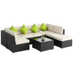 Outsunny 8 Pieces Patio Rattan Sofa Set Outdoor Garden Furniture Set