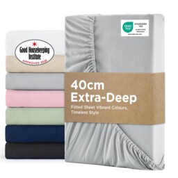 Double Fitted Sheet Deep Bed Sheets Extra Deep Pocket 16 Inch (40 Cm)