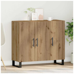 Sideboard Artisan Oak Engineered Wood 90x34x80cm 3-door Gold Handle