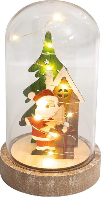 Battery Powered Light Up Cloche Christmas Scene Decoration (father