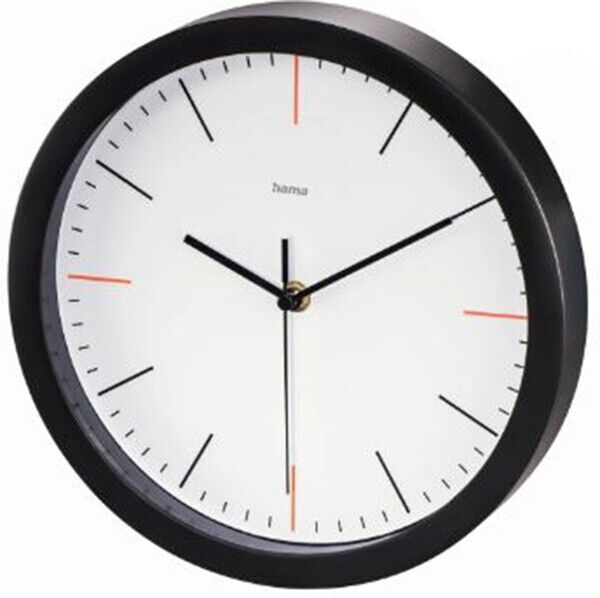 Hama Max R Wall Clock 25cm Low Noise Quiet Sweeping Hand 186340 (uk