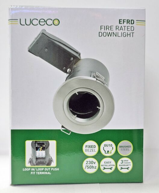 Fire Rated Mains Voltage Down Light Brushed Steel Twist Lock Bezel