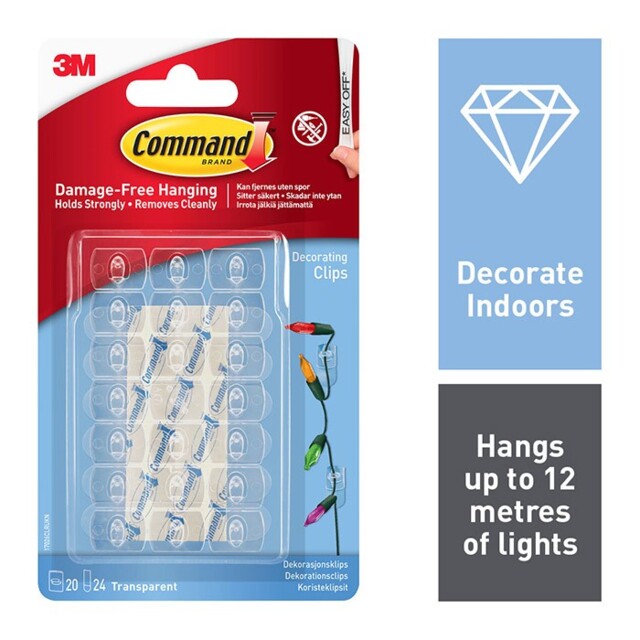 3m Command Decorating Clips Clear 20pk (17026clr)