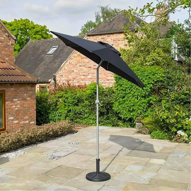 Garden Parasol Outdoor Umbrella 2m Sun Shade Black Canopy Tilt