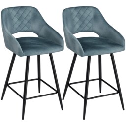 Homcom Bar Stools Set Of 2, Velvet-touch Fabric Counter Height Bar